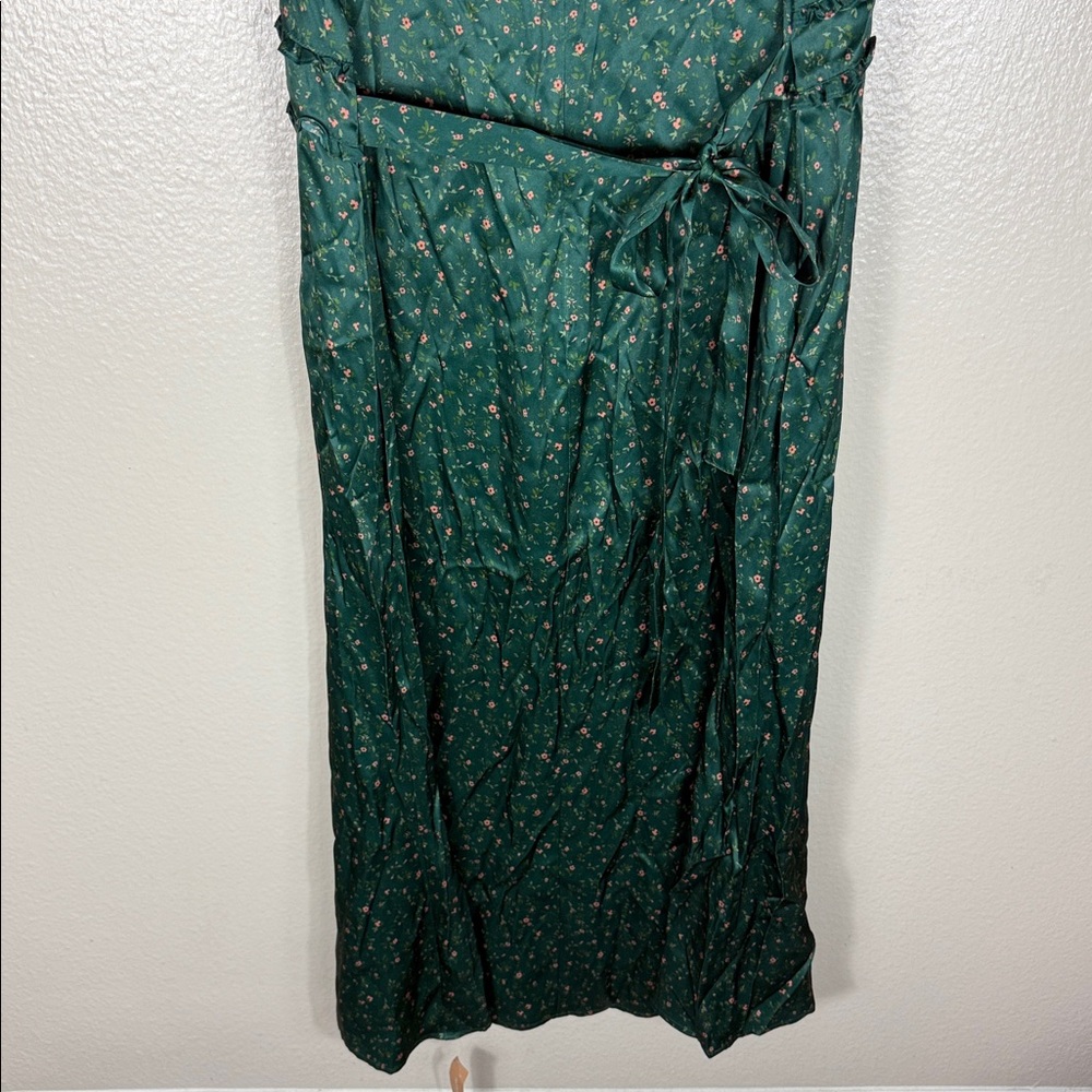 Reformation Kaye Silk Green Corriander Floral Midi Dress - Picture 9 of 10